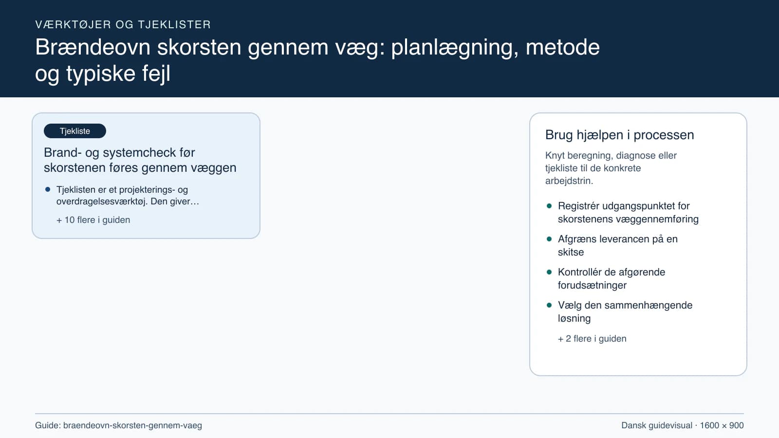 Værktøjsoversigt til “Brand- og systemcheck før skorstenen føres gennem væggen”.