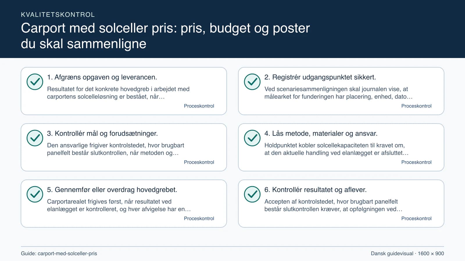 Kvalitetskontrol med checkpointet “Ved scenariesammenligningen skal journalen vise, at målearket for funderingen har placering, enhed, dato, metode og alle åbne spørgsmål markeret.”.