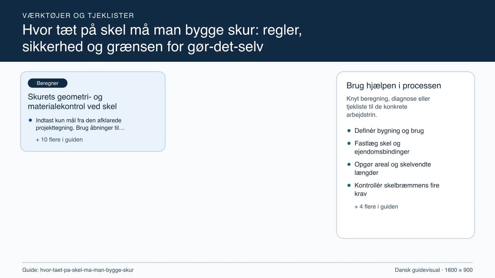 Værktøjsoversigt til “Skurets geometri- og materialekontrol ved skel”.