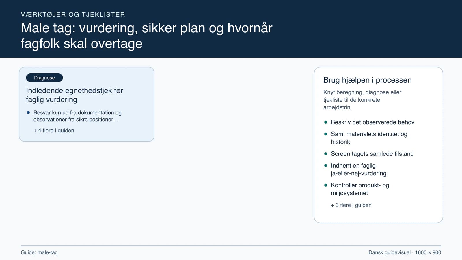 Værktøjsoversigt til “Indledende egnethedstjek før faglig vurdering”.